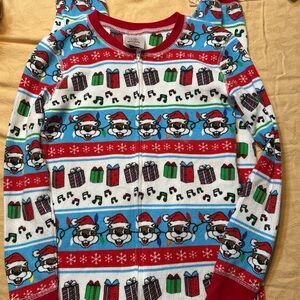 Festive Kids Pajama Set with Santa and Gifts